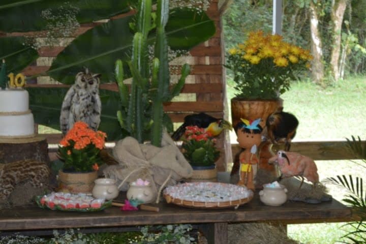 Festa com tema Bichos da mata no Chalé do Lago